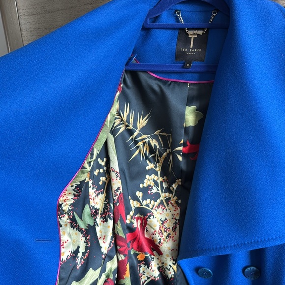 Ted Baker Madigan Draped Front Coat, Royal Blue - Picture 4 of 9